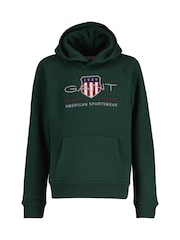 GANT Green Kids Archive Shield Logo Hoodie - Image 1 of 2