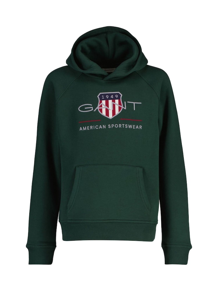 GANT Green Kids Archive Shield Logo Hoodie - Image 1 of 2