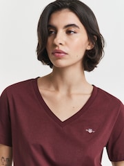 GANT Red V-Neck Shield T-Shirt - Image 3 of 4