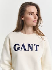 GANT Cream Graphic Print Logo Crew Neck Sweatshirt - Image 3 of 6