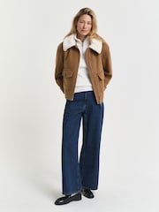 GANT Cream Stretch Cotton Cable Knit Half Zip Jumper - Image 3 of 4