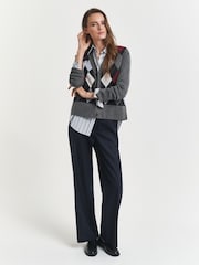 GANT Grey Argyle Pattern V-Neck Button Through Cardigan - Image 4 of 6