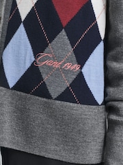 GANT Grey Argyle Pattern V-Neck Button Through Cardigan - Image 6 of 6