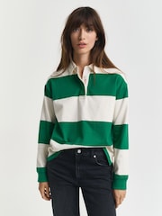 GANT Green Striped Cotton Heavy Rugger Shirt - Image 1 of 6