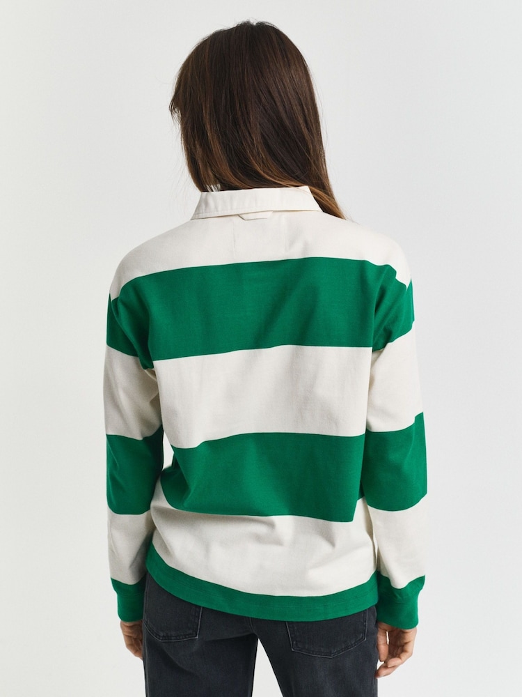 GANT Green Striped Cotton Heavy Rugger Shirt - Image 2 of 6
