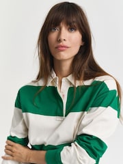 GANT Green Striped Cotton Heavy Rugger Shirt - Image 4 of 6