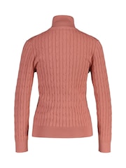 GANT Pink Stretch Cotton Cable Knit Half Zip Jumper - Image 3 of 3