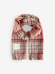 GANT Pink Tartan Check Wool Scarf - Image 2 of 5