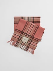 GANT Pink Tartan Check Wool Scarf - Image 3 of 5
