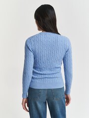 GANT Blue Stretch Cotton Cable Knit Jumper - Image 2 of 4
