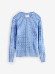 GANT Blue Stretch Cotton Cable Knit Jumper - Image 4 of 4