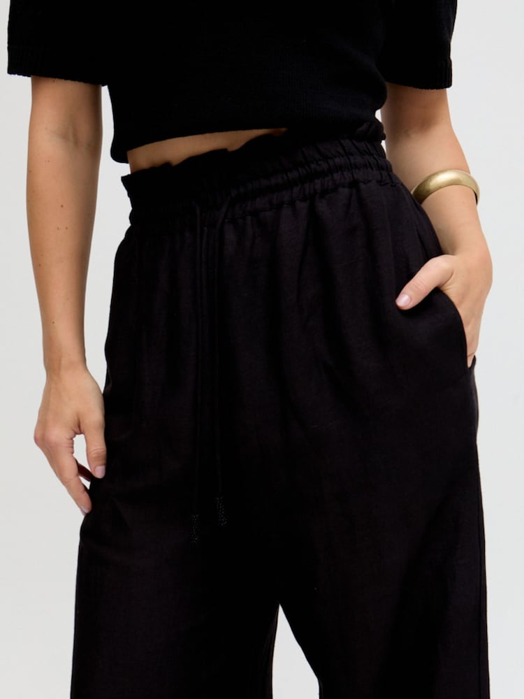 Raffya Black Laya Wide Leg Cutwork Trousers - Image 5 of 5