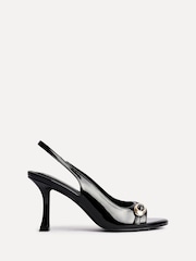أسود - Linzi Potion Peep Toe Slingback Heels With Buckle Detail - صورة 2 من 6