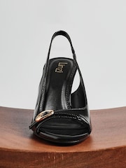 أسود - Linzi Potion Peep Toe Slingback Heels With Buckle Detail - صورة 6 من 6
