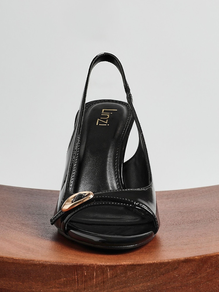 أسود - Linzi Potion Peep Toe Slingback Heels With Buckle Detail - صورة 6 من 6