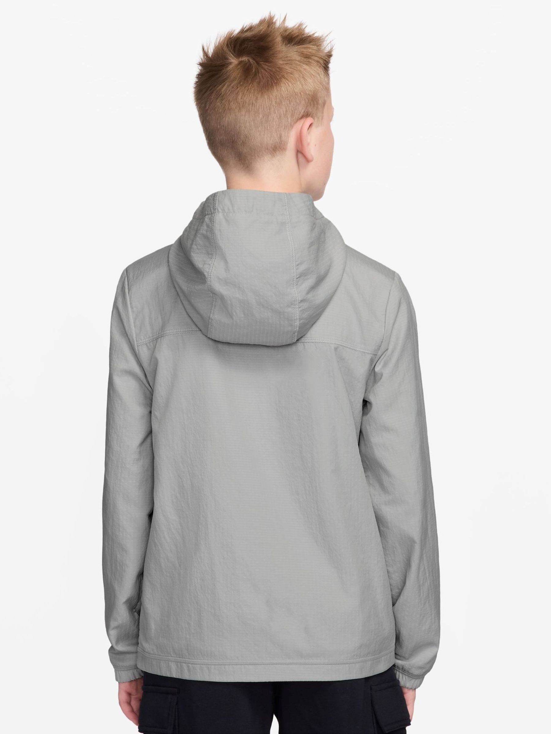 nike jacket grey and white