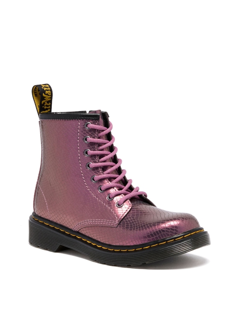 Dr. Martens Pink 1460 J Copper Reptile Emboss Shoes - Image 1 of 4