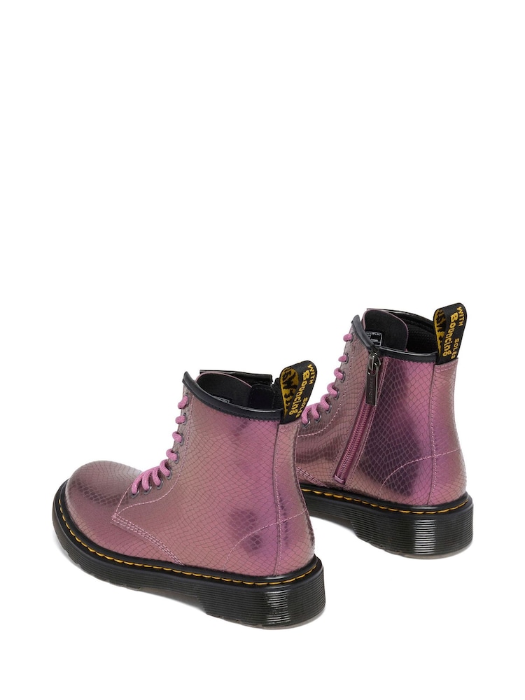 Dr. Martens Pink 1460 J Copper Reptile Emboss Shoes - Image 2 of 4