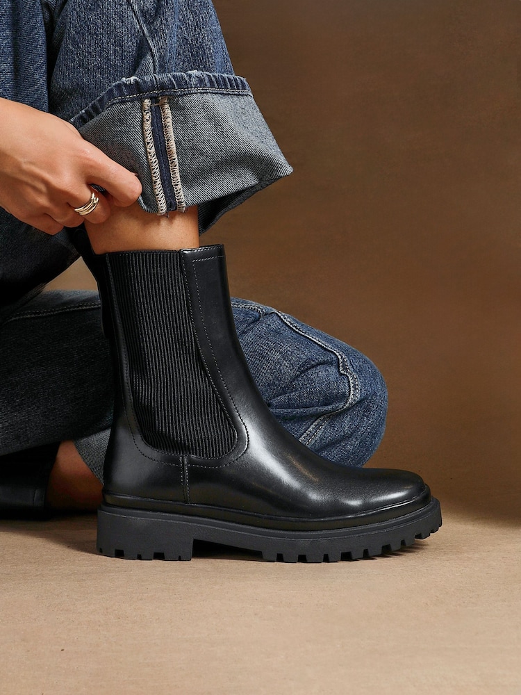 Linzi Black Command Chunky Sole Chelsea Boots - Image 1 of 6 Linzi Black Command Chunky Sole Chelsea Boots - Image 1 of 6