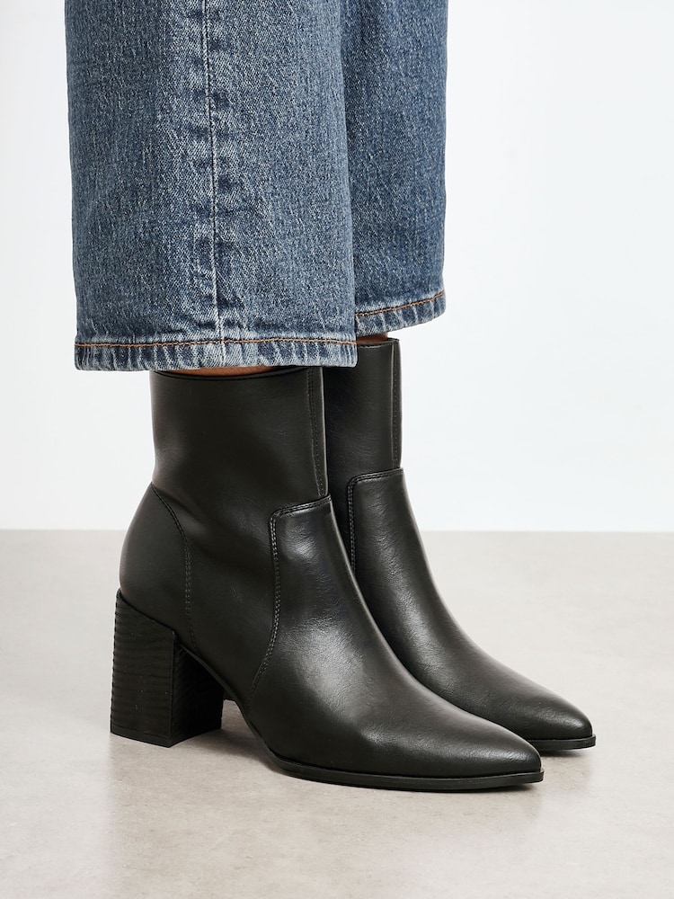 Linzi Black Advance Stretch Block Heeled Ankle Boots - Image 6 of 6
