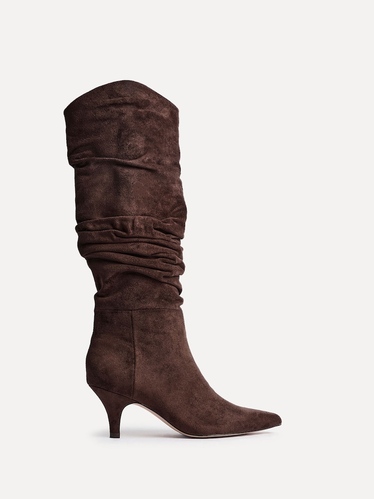 Braun - Linzi Esteem Ruched Kitten Heel High Leg Boots - Bild 2 von 7