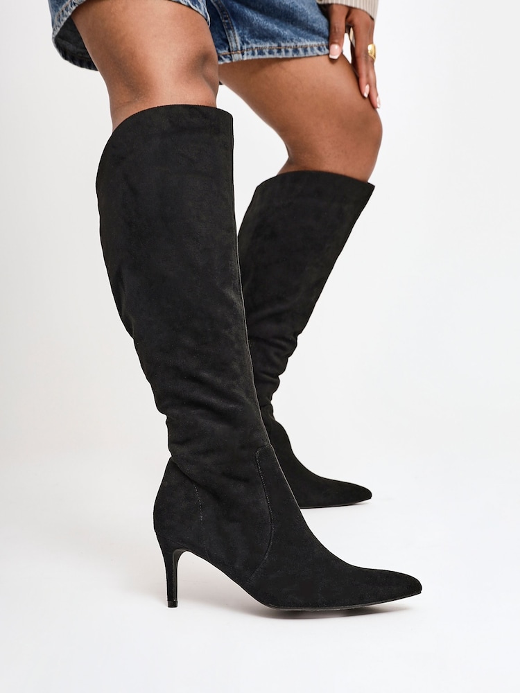 Linzi Black Ambition Assymetric High Leg Stiletto Boots - Image 1 of 5 Linzi Black Ambition Assymetric High Leg Stiletto Boots - Image 1 of 5