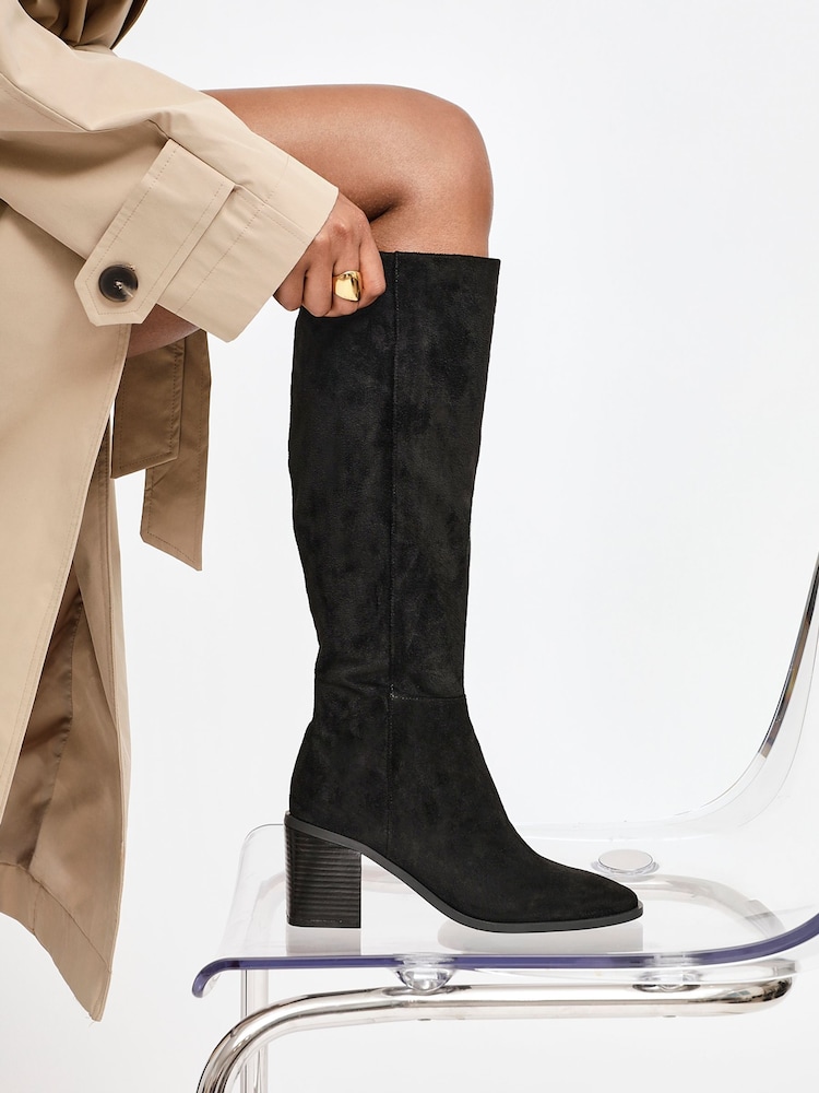 Linzi Black Levine Block Heeled High Leg Boots - Image 1 of 5