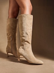 Linzi Nude Rush Pointed Toe High Leg Stiletto Boots - Image 1 of 6