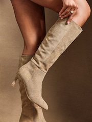 Linzi Nude Rush Pointed Toe High Leg Stiletto Boots - Image 2 of 6
