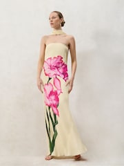 Ro&Zo Yellow Petite Aurora Floral Print Bandeau Dress - Image 2 of 6