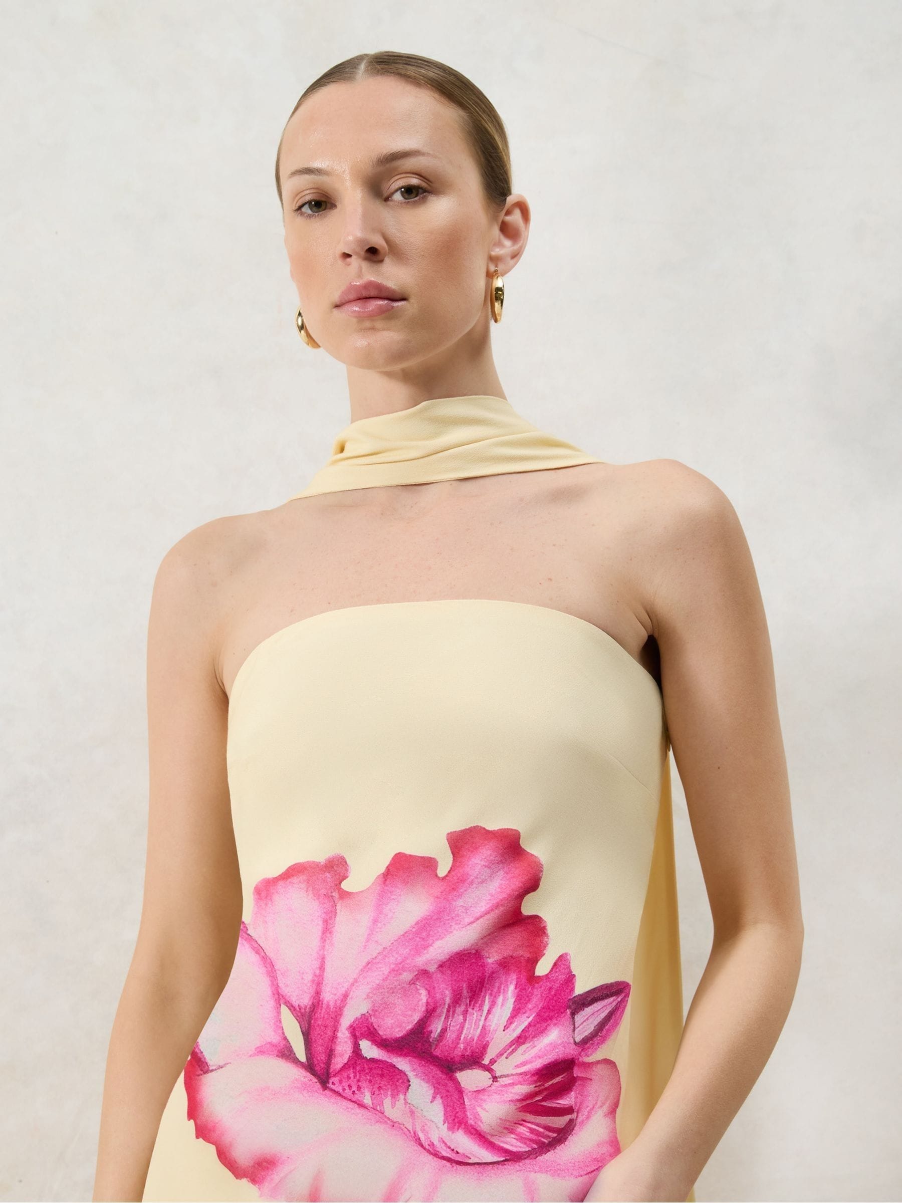 Buy Ro&Zo Yellow Petite Aurora Floral Print Bandeau Dress from
