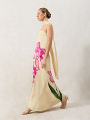 Ro&Zo Yellow Petite Aurora Floral Print Bandeau Dress - Image 4 of 6