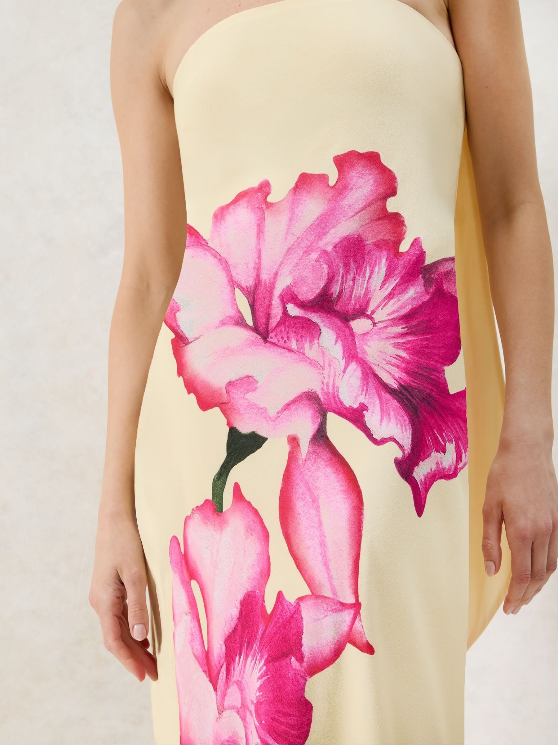 Buy Ro&Zo Yellow Petite Aurora Floral Print Bandeau Dress from