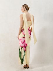 Ro&Zo Yellow Petite Aurora Floral Print Bandeau Dress - Image 6 of 6
