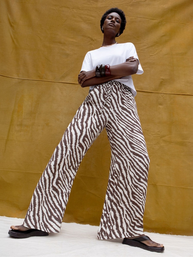 Ro&Zo Brown Zebra Print Trousers - Image 1 of 5