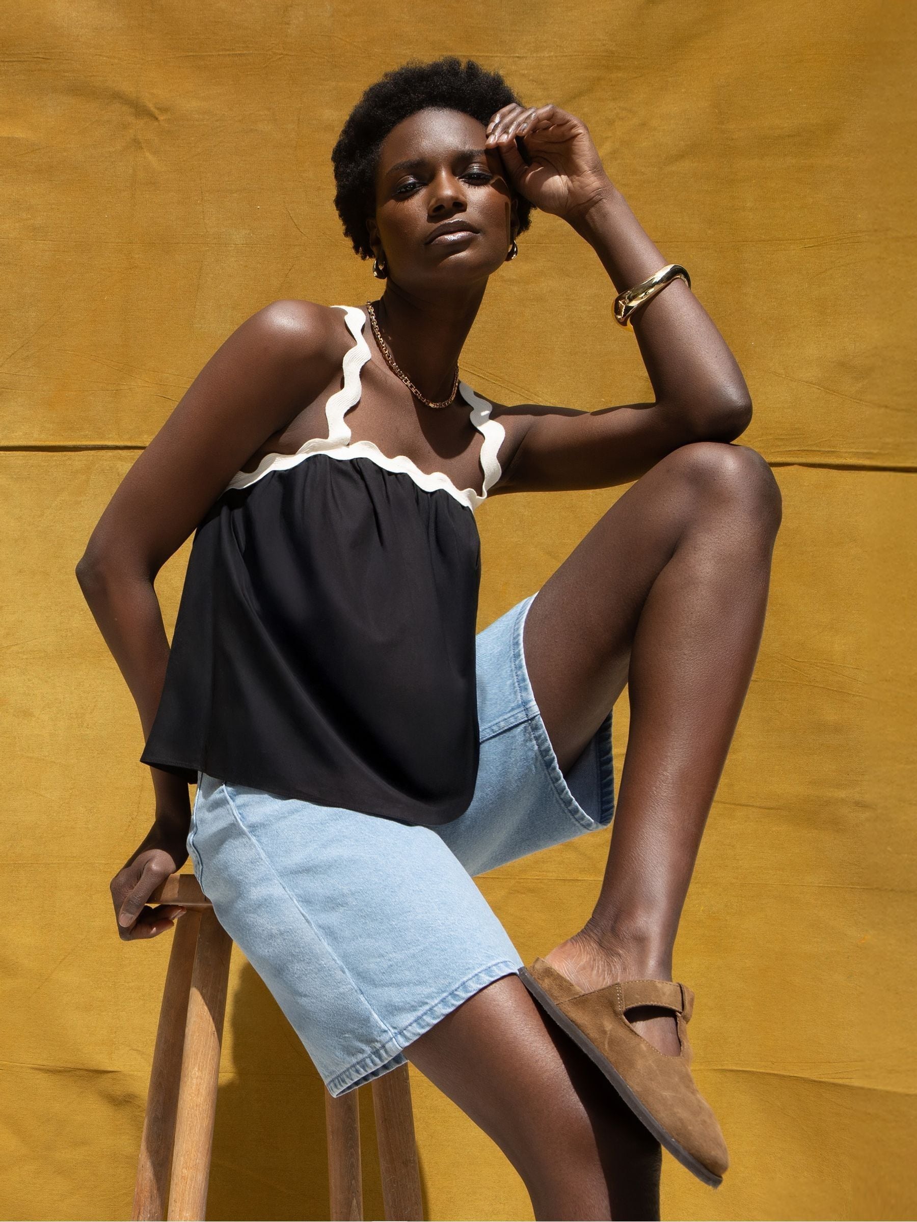 Buy Ro&Zo Black Contrast Strap Cami Top from Next Japan