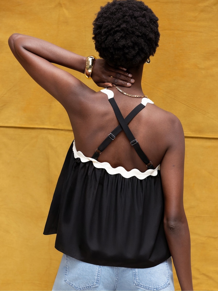 Ro&Zo Black Contrast Strap Cami Top - Image 5 of 5