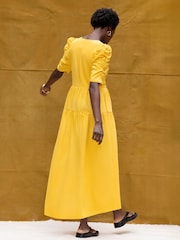 Ro&Zo Yellow Cotton Poplin Twist Front Dress - Image 2 of 6