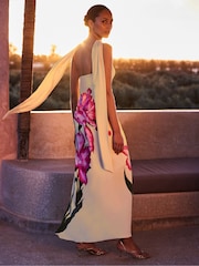 Ro&Zo Yellow Aurora Floral Print Bandeau Dress - Image 6 of 8