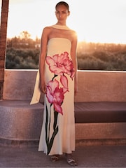 Ro&Zo Yellow Aurora Floral Print Bandeau Dress - Image 7 of 8