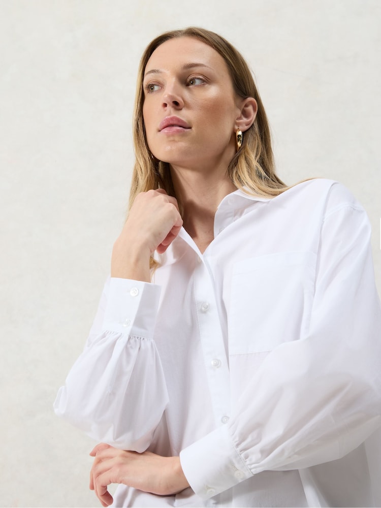 Blanco - Ro&Zo Poplin Split Back Shirt - Imagen 1 de 6