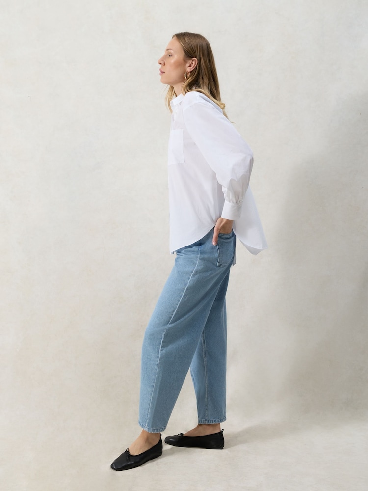 Ro&Zo White Poplin Split Back Shirt - Image 5 of 6