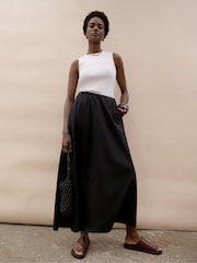 Ro&Zo Black Petite Cotton Poplin Skirt - Image 3 of 6