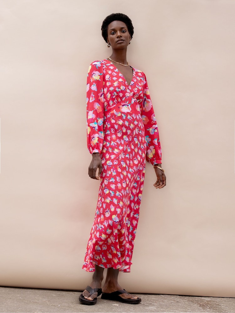 Ro&Zo Pink Petite Carnation Ditsy Print Tie Back Dress - Image 1 of 6