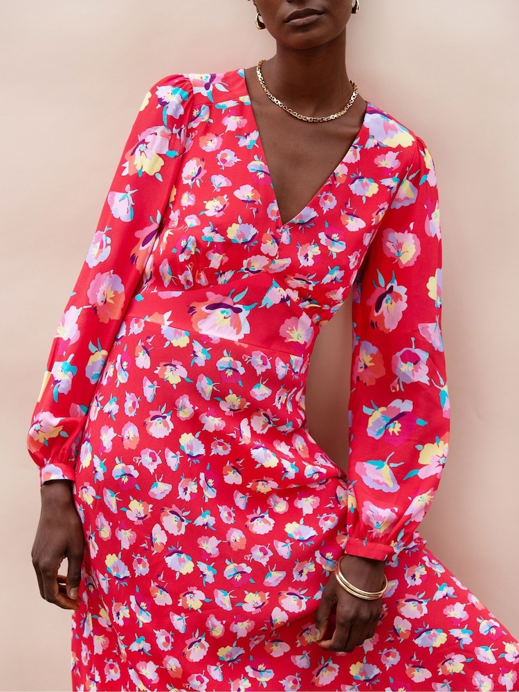 Ro&Zo Pink Petite Carnation Ditsy Print Tie Back Dress - Image 2 of 6