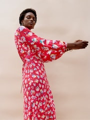Ro&Zo Pink Petite Carnation Ditsy Print Tie Back Dress - Image 4 of 6