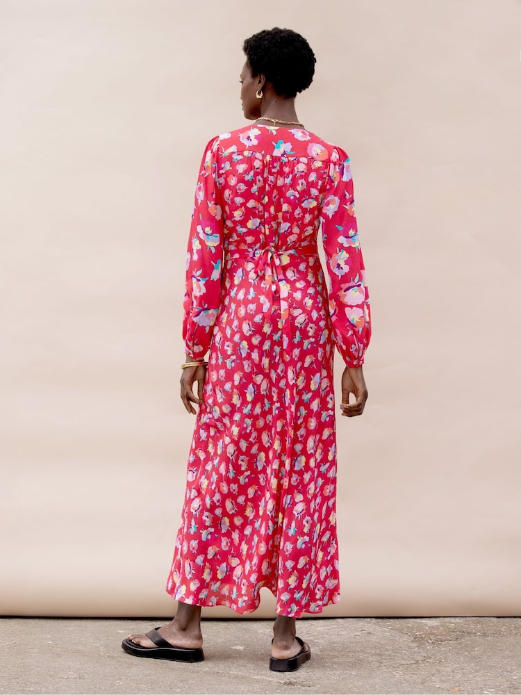 Ro&Zo Pink Petite Carnation Ditsy Print Tie Back Dress - Image 6 of 6