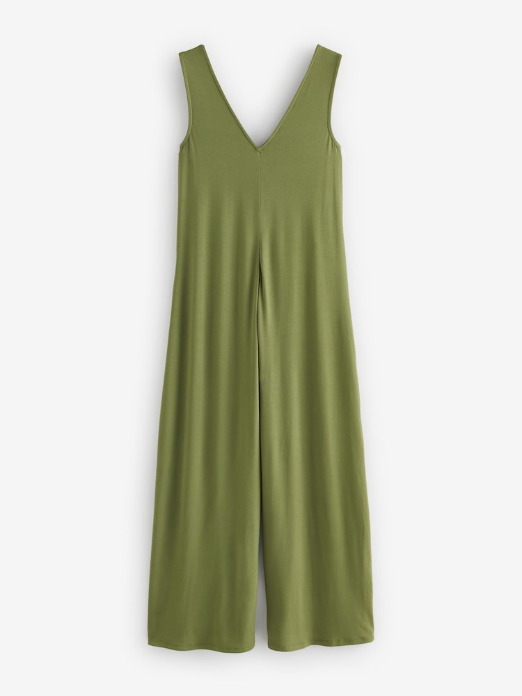 Ro&Zo Green Jersey V-Neck Jumpsuit - Image 1 of 1
