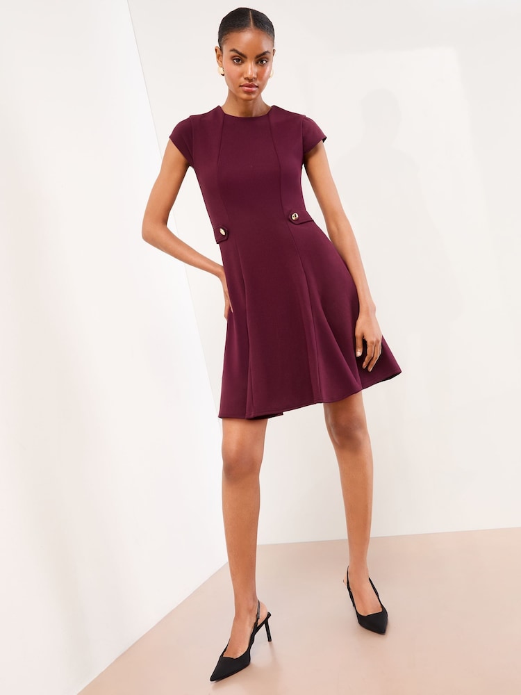 Buy Lipsy Burgundy Red Button Side Mini Skater Dress from the Next