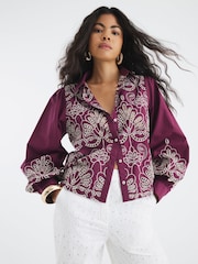 River Island Red Cutwork Detail Shirt - Image 1 of 8